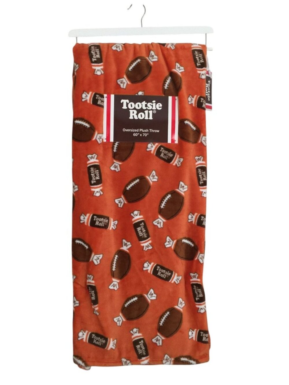 Tootsie Roll Football Oversized Plush Throw Orange Brown 60" x 70"